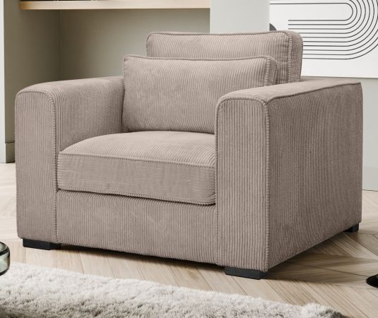Sessel Canedo in beige-braun Cord Loungesessel 120 cm