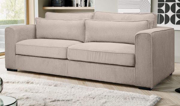 Sofa Canedo in beige-braun Cord Couch 3-Sitzer 241 cm