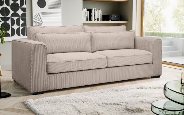 Sofa Canedo in beige-braun Cord Couch 3-Sitzer 241 cm