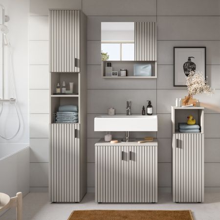 Badezimmer Hochschrank Livia in Kaschmir Badschrank 30 x 192 cm