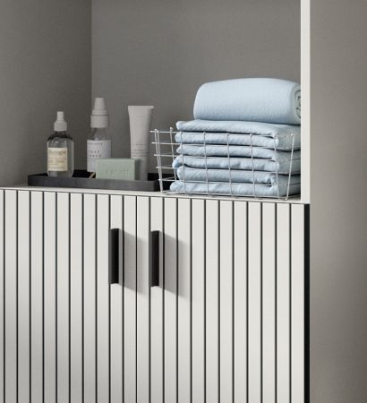 Badezimmer Hochschrank Livia in Kaschmir Badschrank 60 x 192 cm