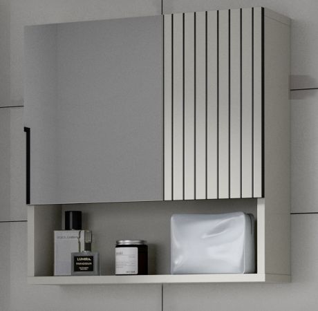 Badezimmer Spiegelschrank Livia in Kaschmir Badschrank mit Spiegel 54 cm