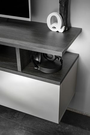 Wohnwand Askim in Kaschmir und Graphit Eiche, Schrankwand h�ngend 210 cm mit Push-to-Open