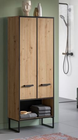 Badezimmer Hochschrank Scana in Artisan Eiche Badschrank 59 x 159 cm, Soft-Close
