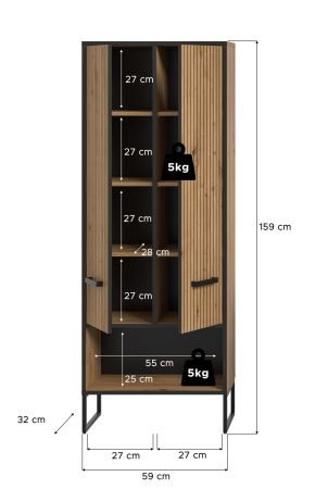 Badezimmer Hochschrank Scana in Artisan Eiche Badschrank 59 x 159 cm, Soft-Close