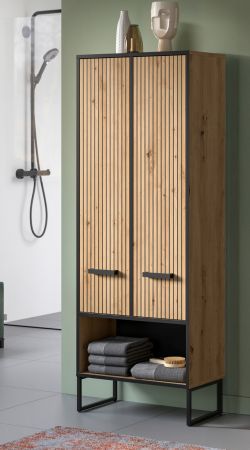 Badezimmer Hochschrank Scana in Artisan Eiche Badschrank 59 x 159 cm, Soft-Close