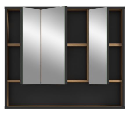 Badezimmer Spiegelschrank Scana in Artisan Eiche und schwarz Badschrank 3-t�rig 80 cm, Soft-Close