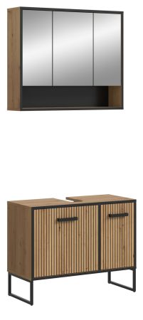 Badm�bel Set 2-teilig Scana in Artisan Eiche Badkombination 80 x 192 cm, Soft-Close