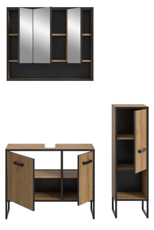 Badm�bel Set 3-teilig Scana in Artisan Eiche Badkombination 125 x 192 cm, Soft-Close