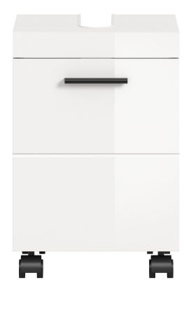 Waschbeckenunterschrank Talerno in wei� Hochglanz Bad Unterschrank 40 x 58 cm auf Rollen