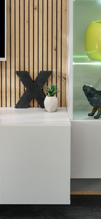 Wohnwand iLike in Hellgrau und Artisan Eiche 200 cm, inklusive LED Beleuchtung und Push-to-Open