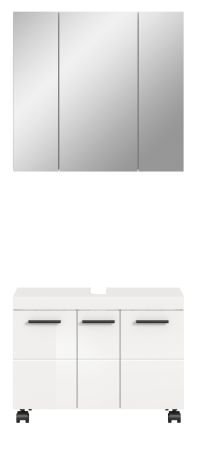Badm�bel Set 2-teilig Talerno in wei� Hochglanz Badkombination 82 x 191 cm