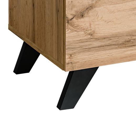 Wohnwand Heritage in Wotan Eiche und schwarz Schrankwand inklusive Kamin und LED Beleuchtung, 330 cm