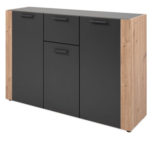 Sideboard Kampen in Grau Anthrazit mit Artisan Eiche, 3-t�rig 126 x 85 cm