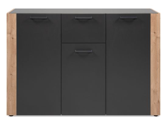 Sideboard Kampen in Grau Anthrazit mit Artisan Eiche, 3-t�rig 126 x 85 cm
