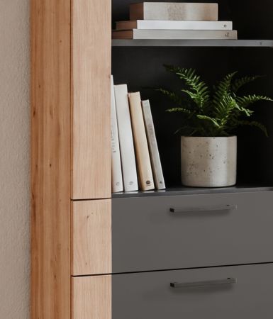 Highboard Kampen in dunklem Grau mit Artisan Eiche, 100 x 155 cm
