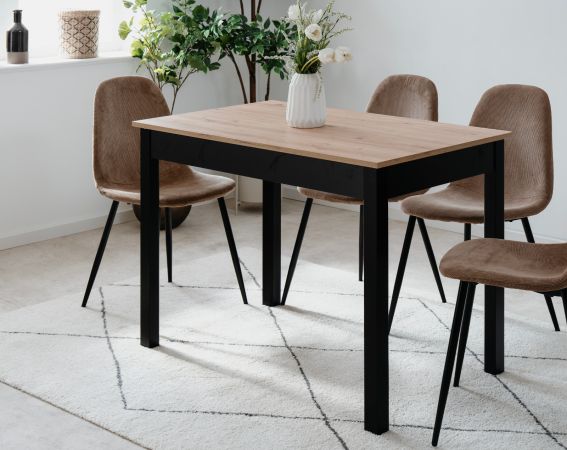 Esstisch Prag in Artisan Eiche und Schwarz 110 x 67 cm