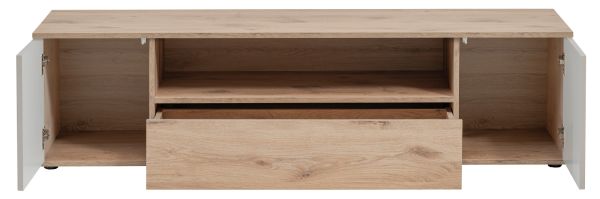 TV-Lowboard Cathlyn in Viking Eiche und Kaschmir, TV Unterschrank mit Push-To-Open 160 cm