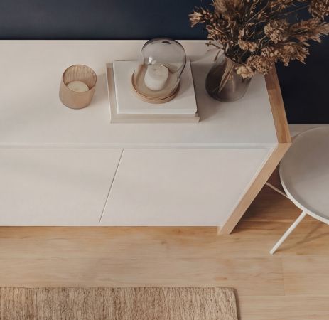 Kommode Malta in wei� und Artisan Eiche 80 x 88 cm