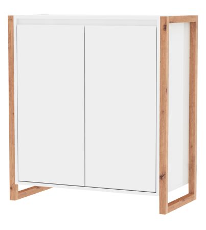 Kommode Malta in wei� und Artisan Eiche 80 x 88 cm