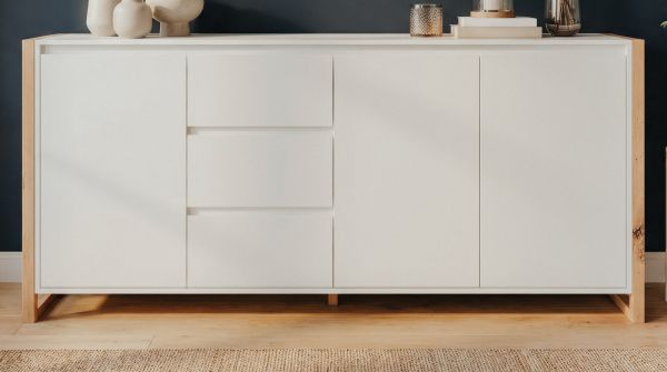 Sideboard Malta in Wei� mit Artisan Eiche 160 x 88 cm