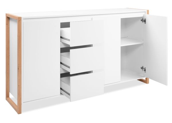 Sideboard Malta in Wei� mit Artisan Eiche 160 x 88 cm