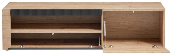 TV-Lowboard Heron Eiche und Schwarz 160 cm, TV Unterschrank mit Fr�sungen und Soft-Close