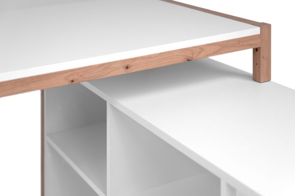 Schreibtisch Malta in Wei� mit Artisan Eiche, Set mit Schrankelement 139 x 139 cm