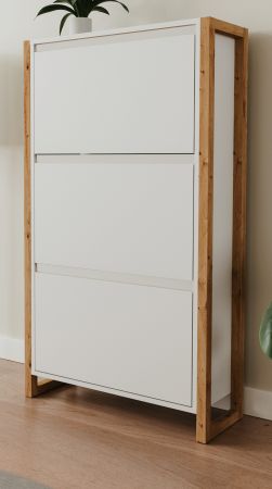 Schuhkipper Malta in Wei� mit Artisan Eiche 70 x 125 cm
