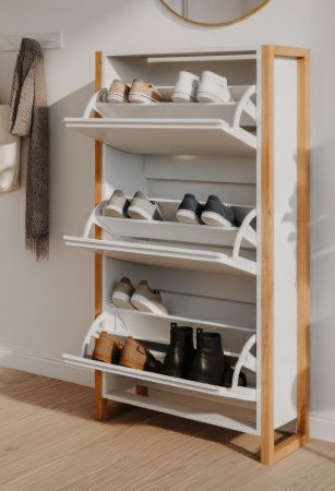 Schuhkipper Malta in Wei� mit Artisan Eiche 70 x 125 cm