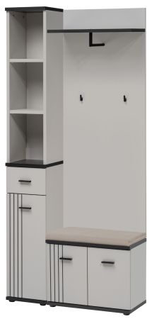 Garderobe Set Vektor in Kaschmir und schwarz Kompaktgarderobe 3-teilig mit Streifenmuster 90 x 203 cm
