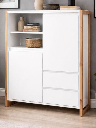 Highboard Malta in Wei� und Artisan Eiche 120 x 139 cm