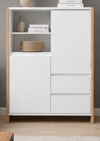 Highboard Malta in Wei� und Artisan Eiche 120 x 139 cm