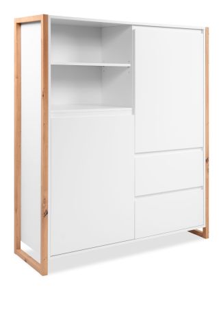 Highboard Malta in Wei� und Artisan Eiche 120 x 139 cm