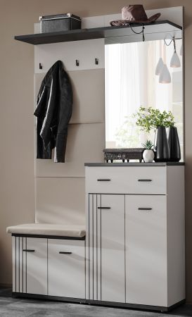 Garderobe Set Vektor in Kaschmir und schwarz Garderobenkombination 4-teilig mit Streifenmuster 120 x 203 cm