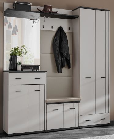 Garderobe Set Vektor in Kaschmir und schwarz Garderobenkombination 5-teilig mit Streifenmuster 180 x 203 cm