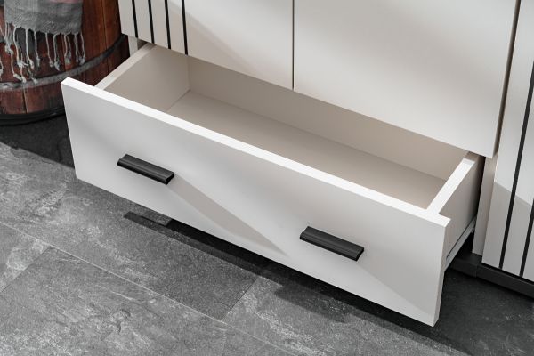 Garderobenschrank Vektor in Kaschmir und schwarz Flurschrank mit Streifenmuster 60 x 203 cm