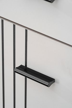 Flurkommode Vektor in Kaschmir und schwarz Flurschrank mit Streifenmuster 60 x 96 cm