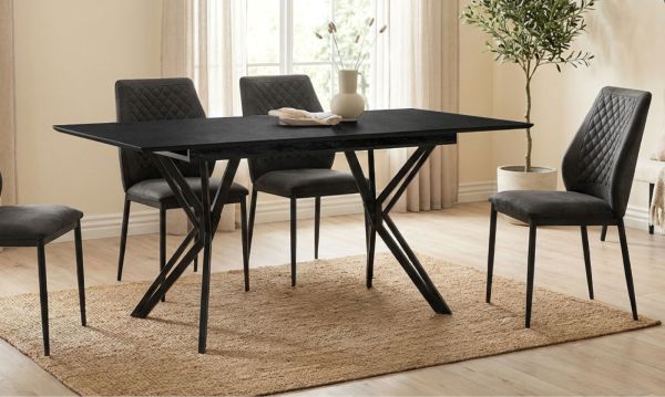 Esstisch Como in dunkel Grau Steinoptik Tisch ausziehbar 160 / 200 x 90 cm
