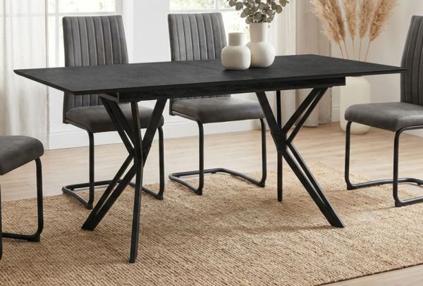 Esstisch Como in dunkel Grau Steinoptik Tisch ausziehbar 160 / 200 x 90 cm