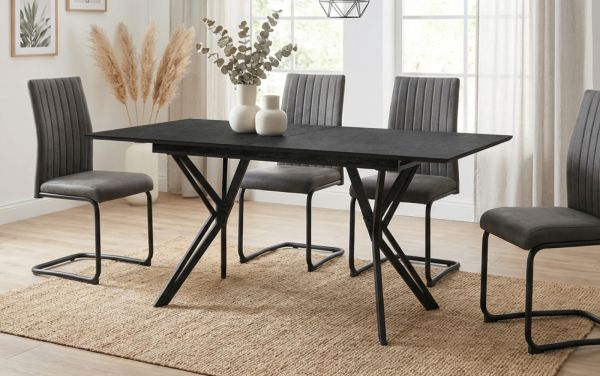Esstisch Como in dunkel Grau Steinoptik Tisch ausziehbar 160 / 200 x 90 cm