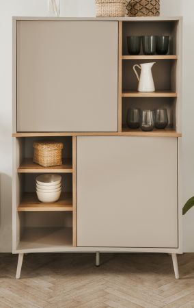 Highboard Sena in Kaschmir und Artisan Eiche 90 x 140 cm, mit Push-to-Open