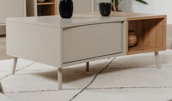 Couchtisch Sena in Kaschmir und Artisan Eiche 94 x 60 cm, mit Push-to-Open
