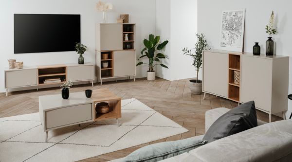 Couchtisch Sena in Kaschmir und Artisan Eiche 94 x 60 cm, mit Push-to-Open