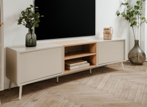 TV-Lowboard Sena in Kaschmir und Artisan Eiche 175 cm, mit Push-to-Open
