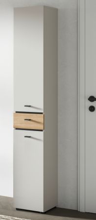 Badezimmer Hochschrank Matteo in Kaschmir und Evoke Eiche 32 x 191 cm