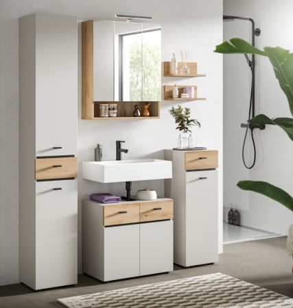 Badm�bel Set Matteo in Kaschmir und Evoke Eiche Badkombination 154 x 191 cm