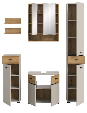 Badm�bel Set Matteo in Kaschmir und Evoke Eiche Badkombination 154 x 191 cm