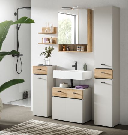 Badm�bel Set Matteo in Kaschmir und Evoke Eiche Badkombination 60 x 191 cm