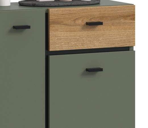 Badezimmer Kommode Matteo in Gr�n und Evoke Eiche 51 x 91 cm